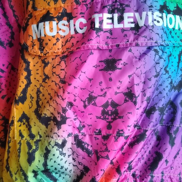 MTV windbreaker jacket Rainbow 1/4 zip hoodie size - Picture 2 of 6